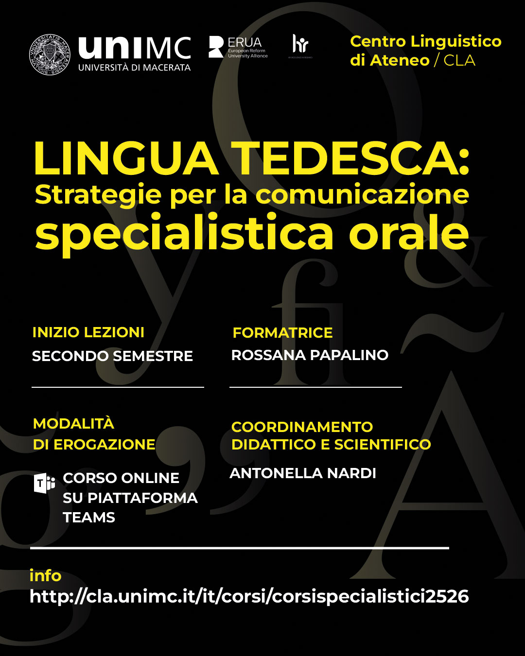 Corso specialistico al secondo semestre