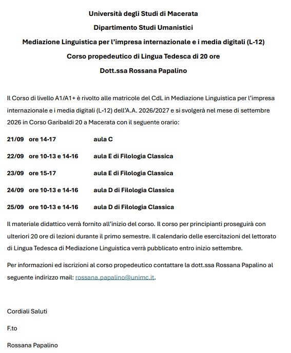 Corso propedeutico lingua tedesca