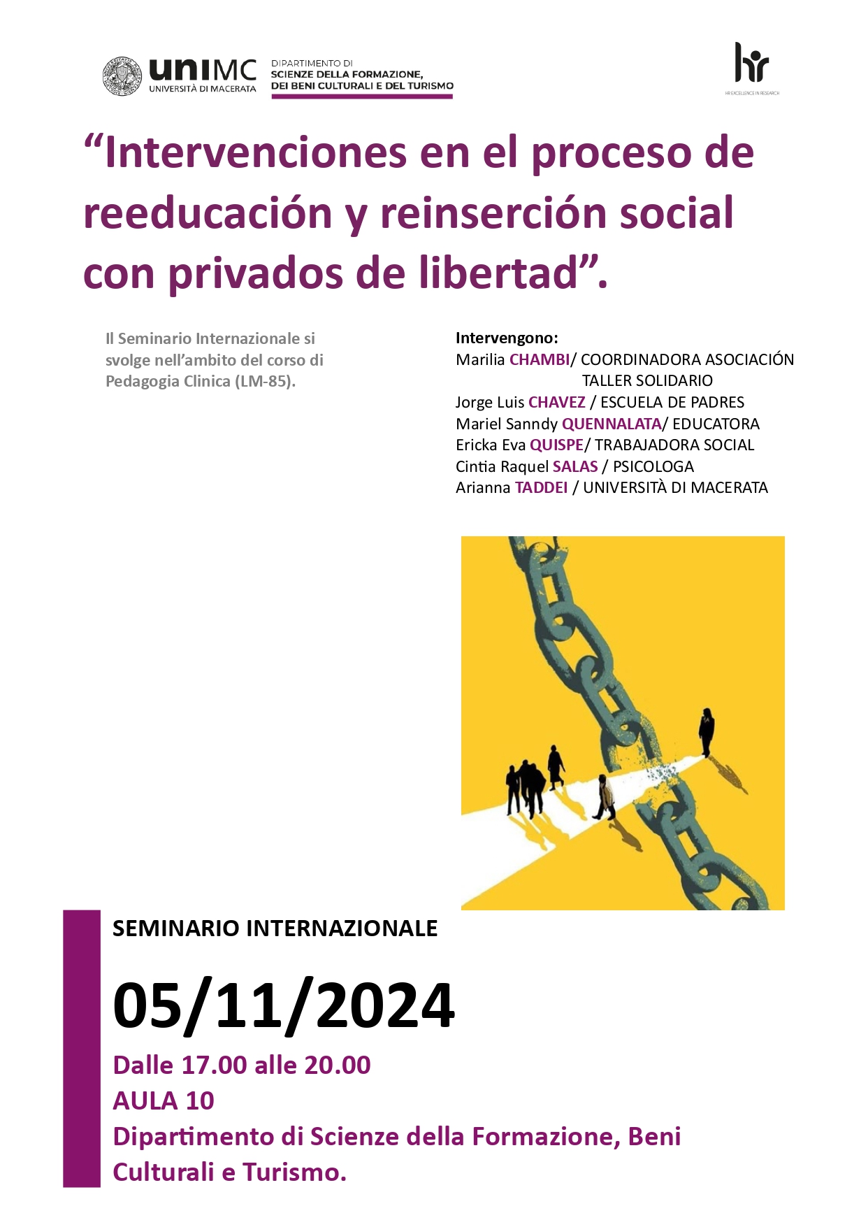 Seminario Internazionale: Intervenciones en el proceso de reeducación y reinserción social con privados de libertad 