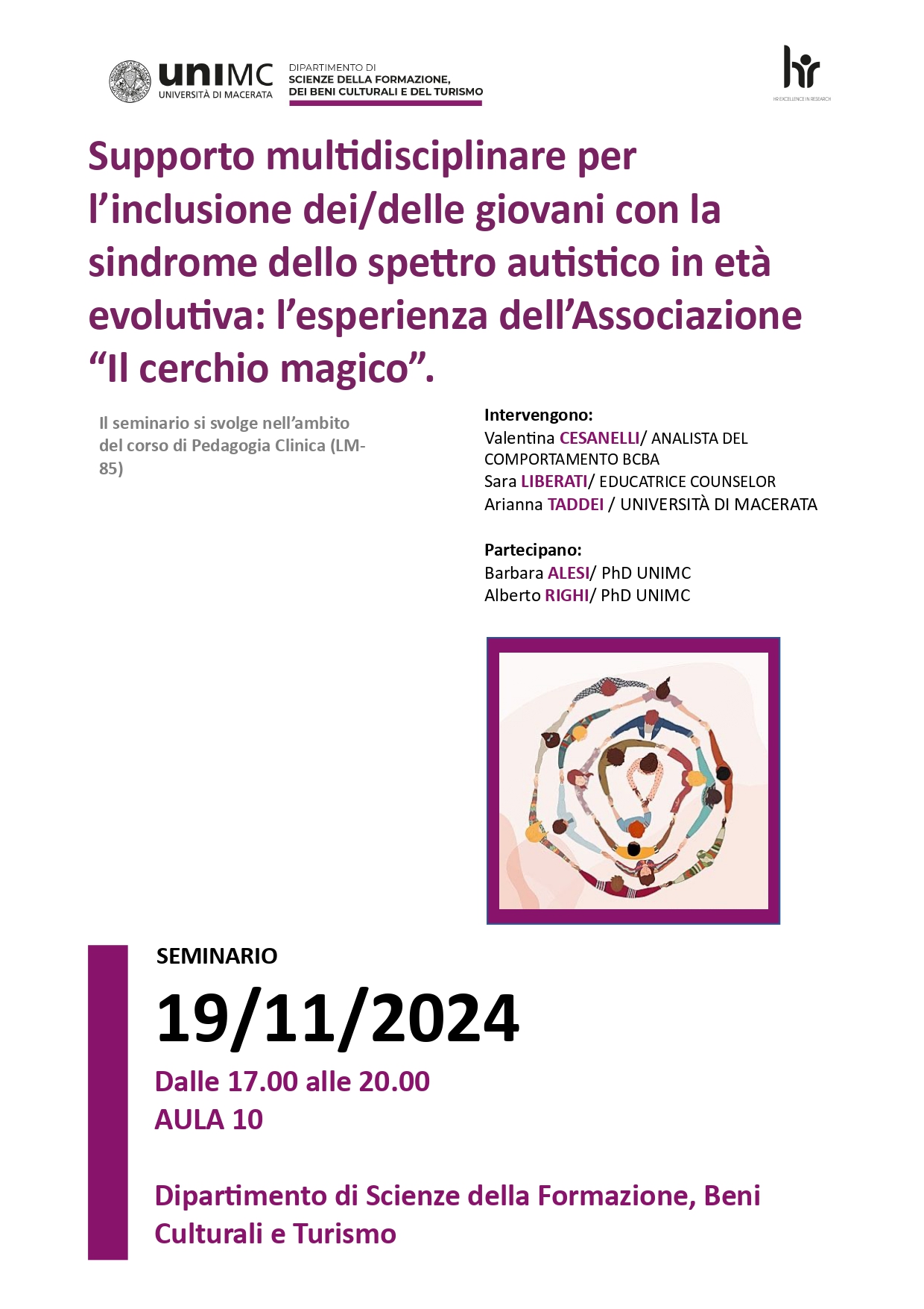 Supporto multidisciplinare per l’inclusione dei/delle giovani con la sindrome dello spettro autistico in età evolutiva: l’esperienza dell’Associazione “Il cerchio magico”.